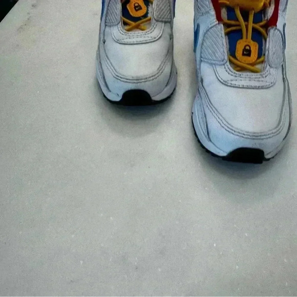 Nike Air Max 90 Toggle Slip On Kids Unisex White Yellow Blue Size 5C - Picture 9 of 12